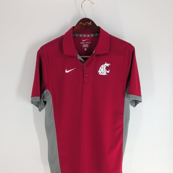 Washington State Cougars Football NCAA Nike Dri-Fit Polo Shirt Red Gray Size S - Picture 1 of 9
